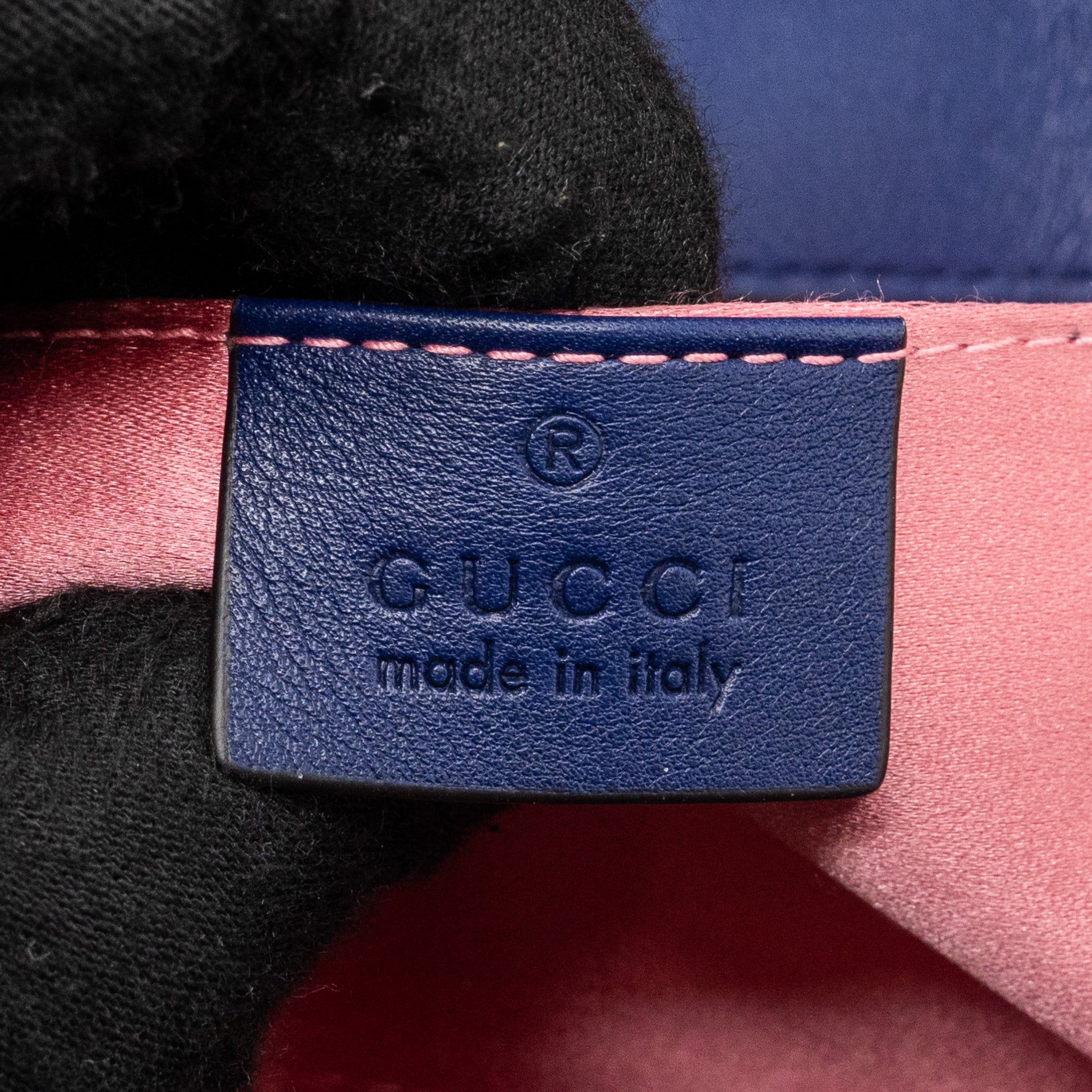 GUCCI MINI GG MARMONT BAG VELVET BLUE GHW