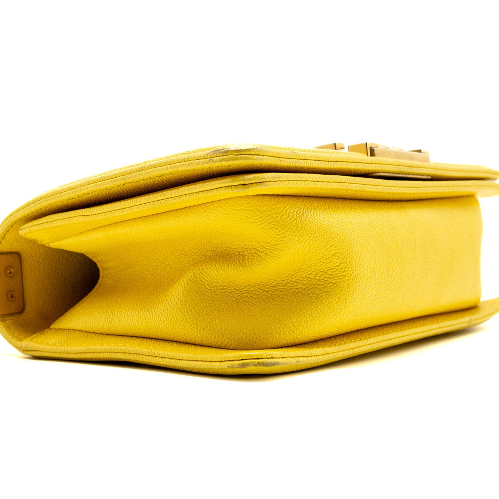 CHANEL SMALL BOY BAG GRAIN CALFSKIN YELLOW GHW
