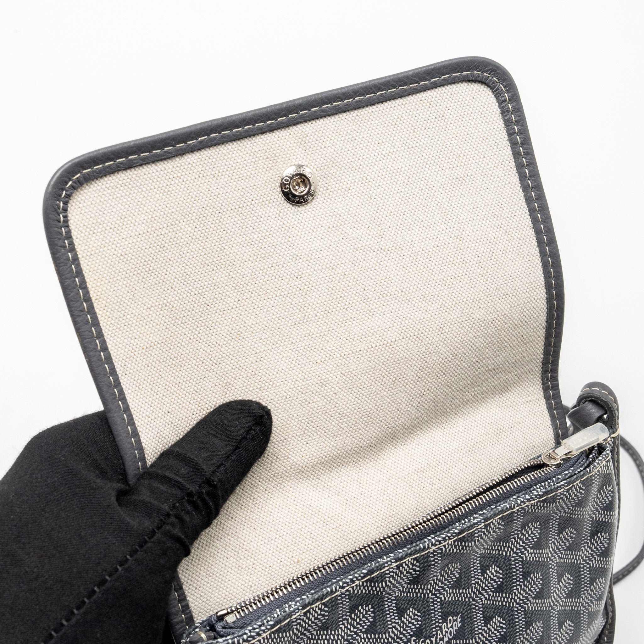 GOYARD PORTEFEUILLE POCHETTE PLUMET GOYARDINE CANVAS / LEATHER GREY SHW