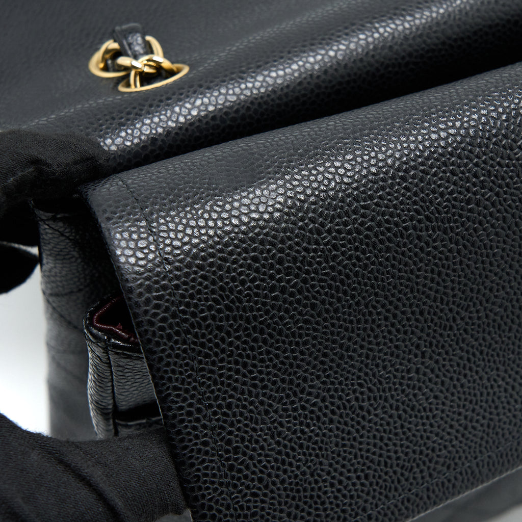 CHANEL MAXI CLASSIC DOUBLE FLAP BAG CAVIAR BLACK GHW