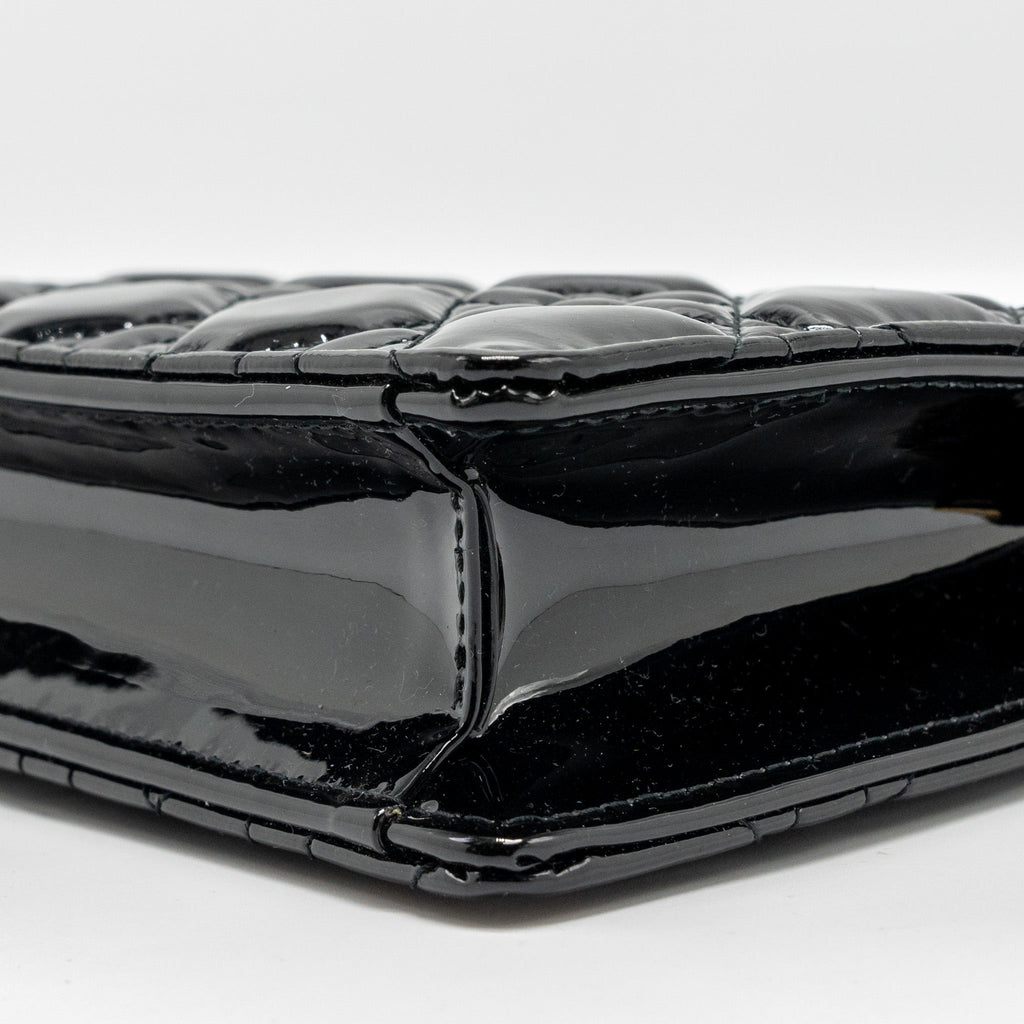 DIOR CARO POUCH WITH CHAIN PATENT CALFSKIN BLACK GHW