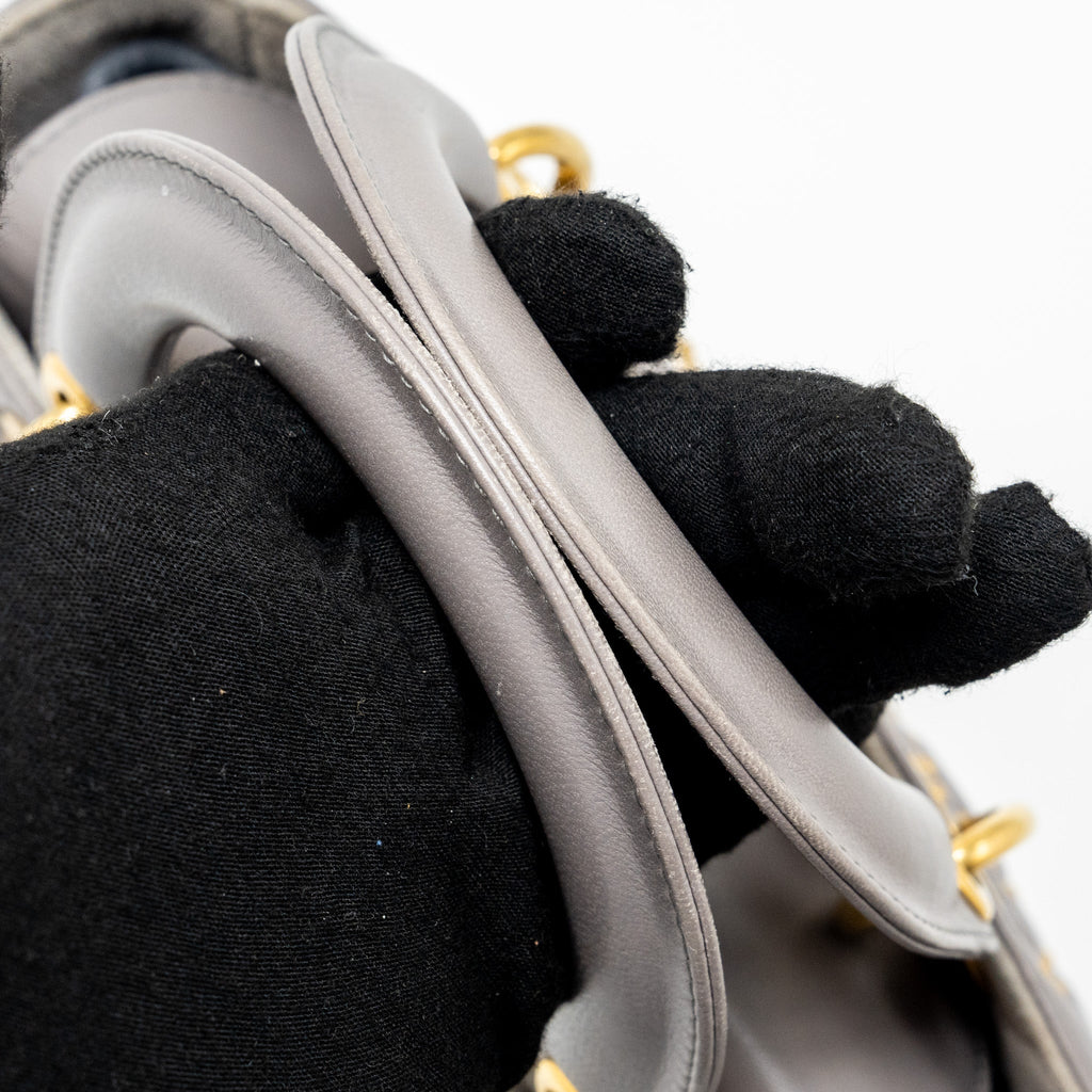 DIOR SMALL SUPPLE LADY DIOR STUDDED CALFSKIN GREY GHW