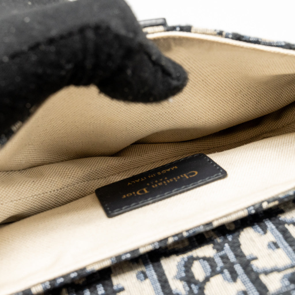 DIOR MINI SADDLE BAG BLUE OBLIQUE JACQUARD CANVAS GHW