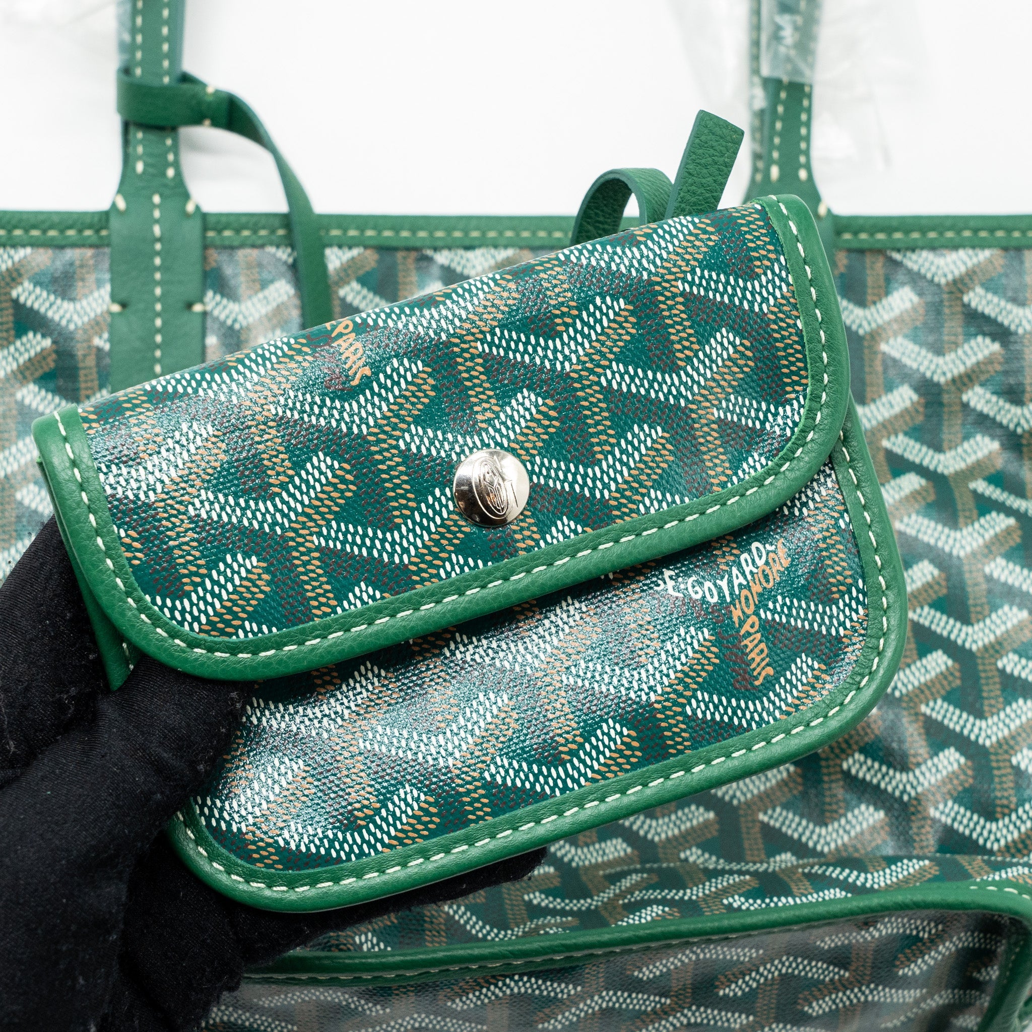 GOYARD MINI ANJOU TOTE BAG CANVAS / CALFSKIN GREEN SHW