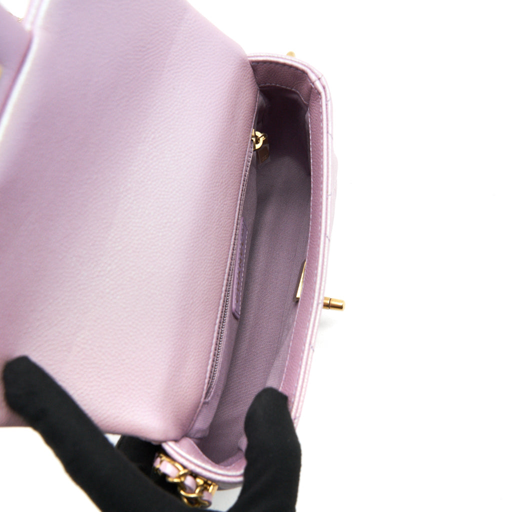 CHANEL 21K MY PERFECT MINI FLAP BAG CAVIAR PINK GHW (MICROCHIP)