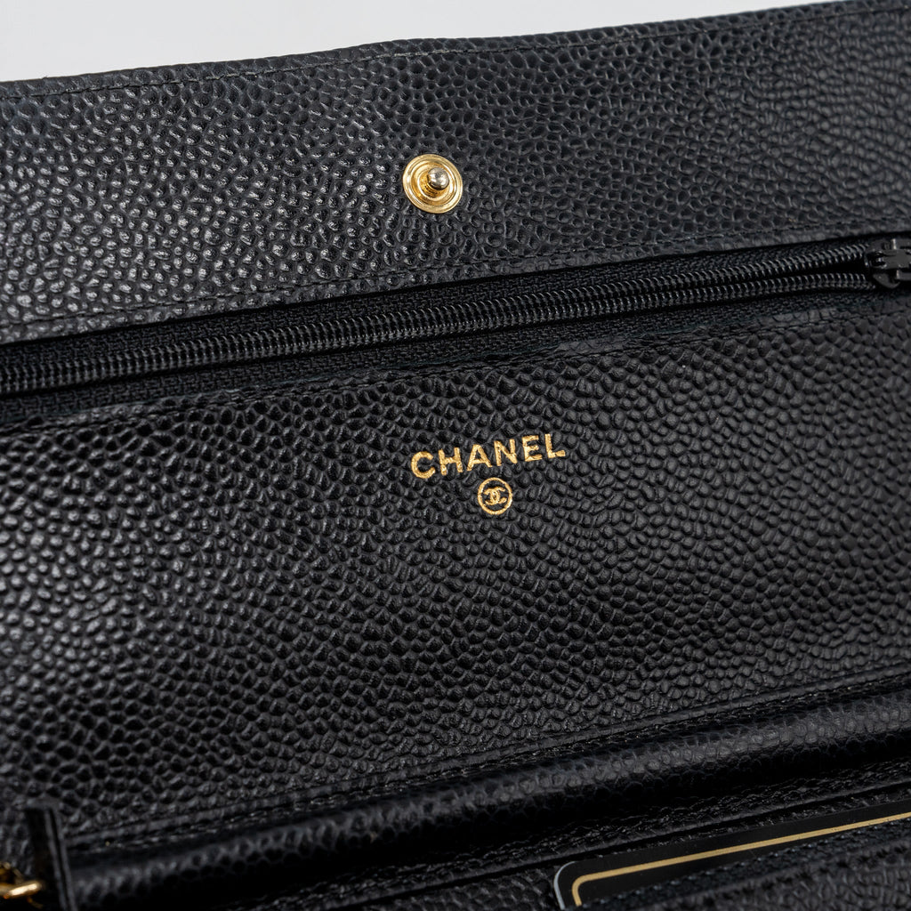 CHANEL CLASSIC WALLET ON CHAIN BLACK CAVIAR BLACK GHW