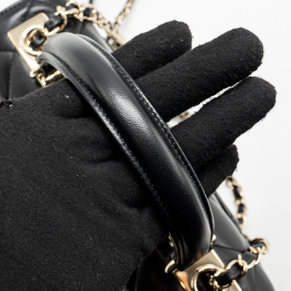 CHANEL TOP HANDLE TRENDY CC FLAP BAG LAMBSKIN BLACK LGHW