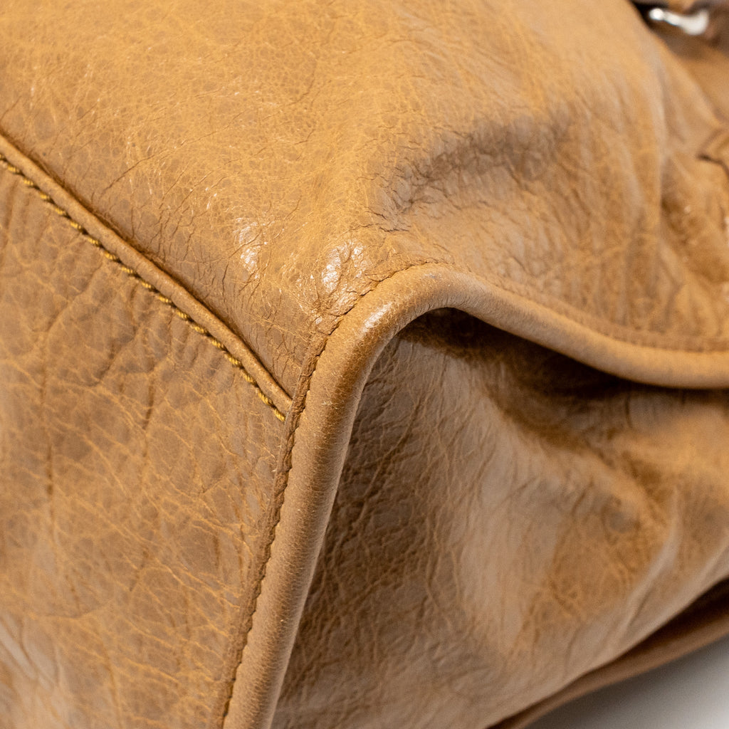 BALENCIAGA CLASSIC CITY BAG AGED CALFSKIN DARK BEIGE SHW