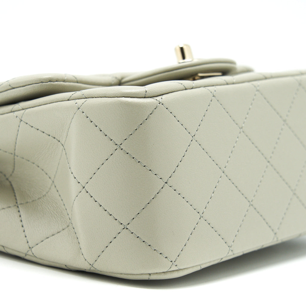 CHANEL 22C MINI SQUARE FLAP BAG LAMBSKIN LIGHT GREY LGHW (MICROCHIP)