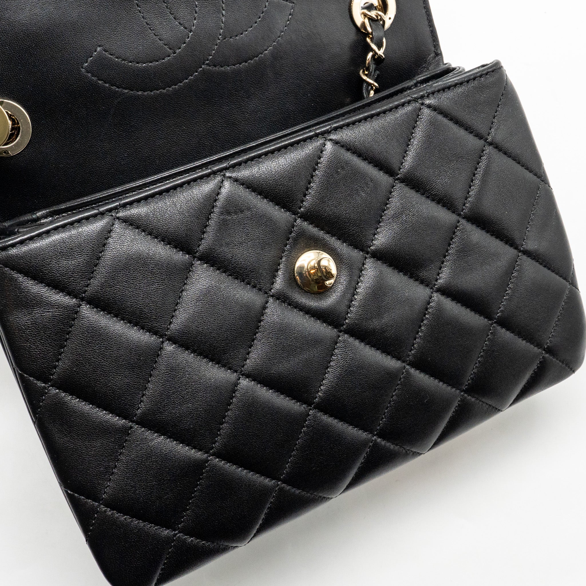 CHANEL TOP HANDLE TRENDY CC FLAP BAG LAMBSKIN BLACK LGHW
