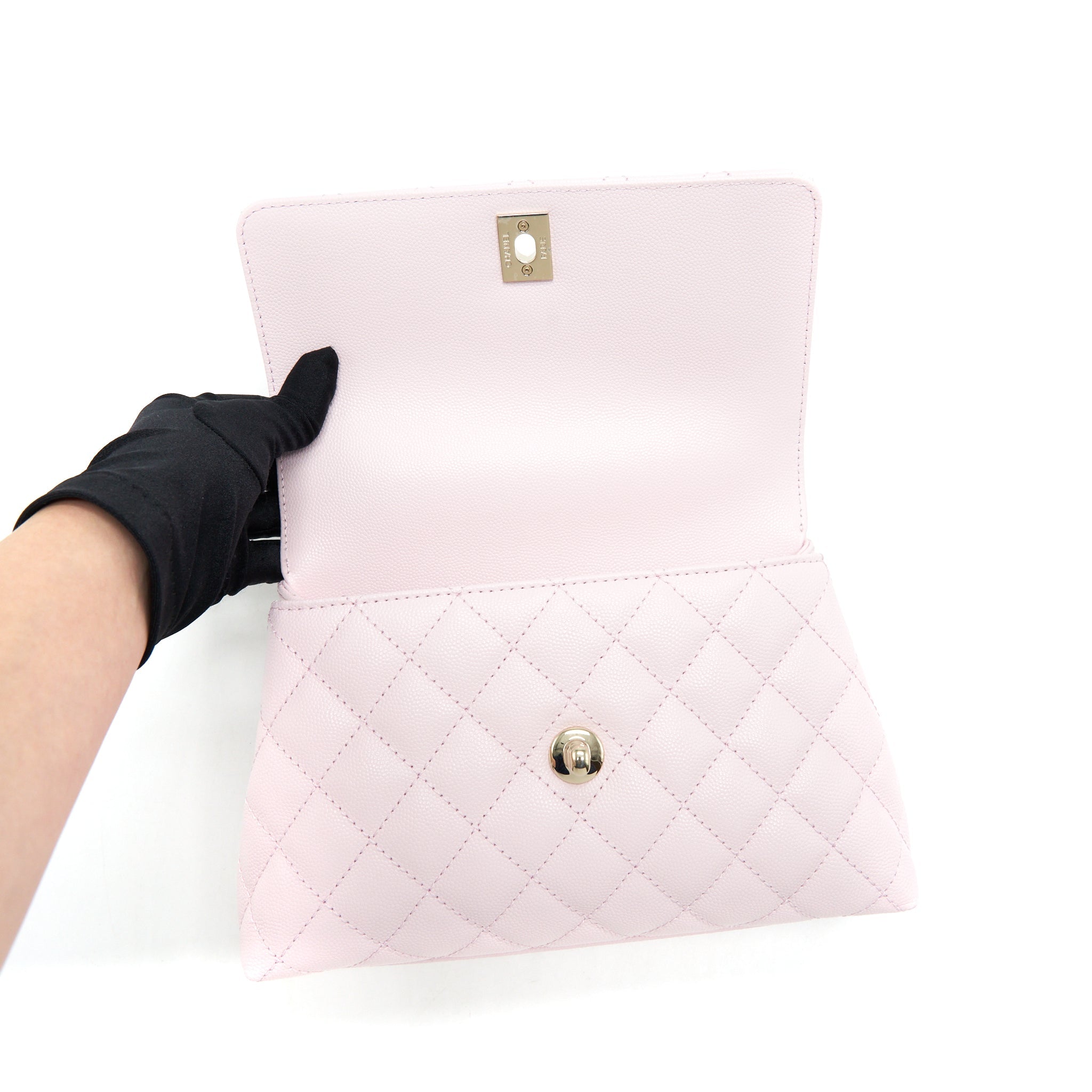 CHANEL 22P SMALL COCO HANDLE CAVIAR LIGHT PINK LGHW (MICROCHIP)