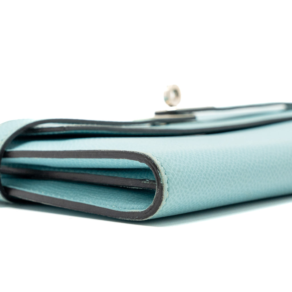 HERMES KELLY LONG WALLET EPSOM LIGHT BLUE SHW
