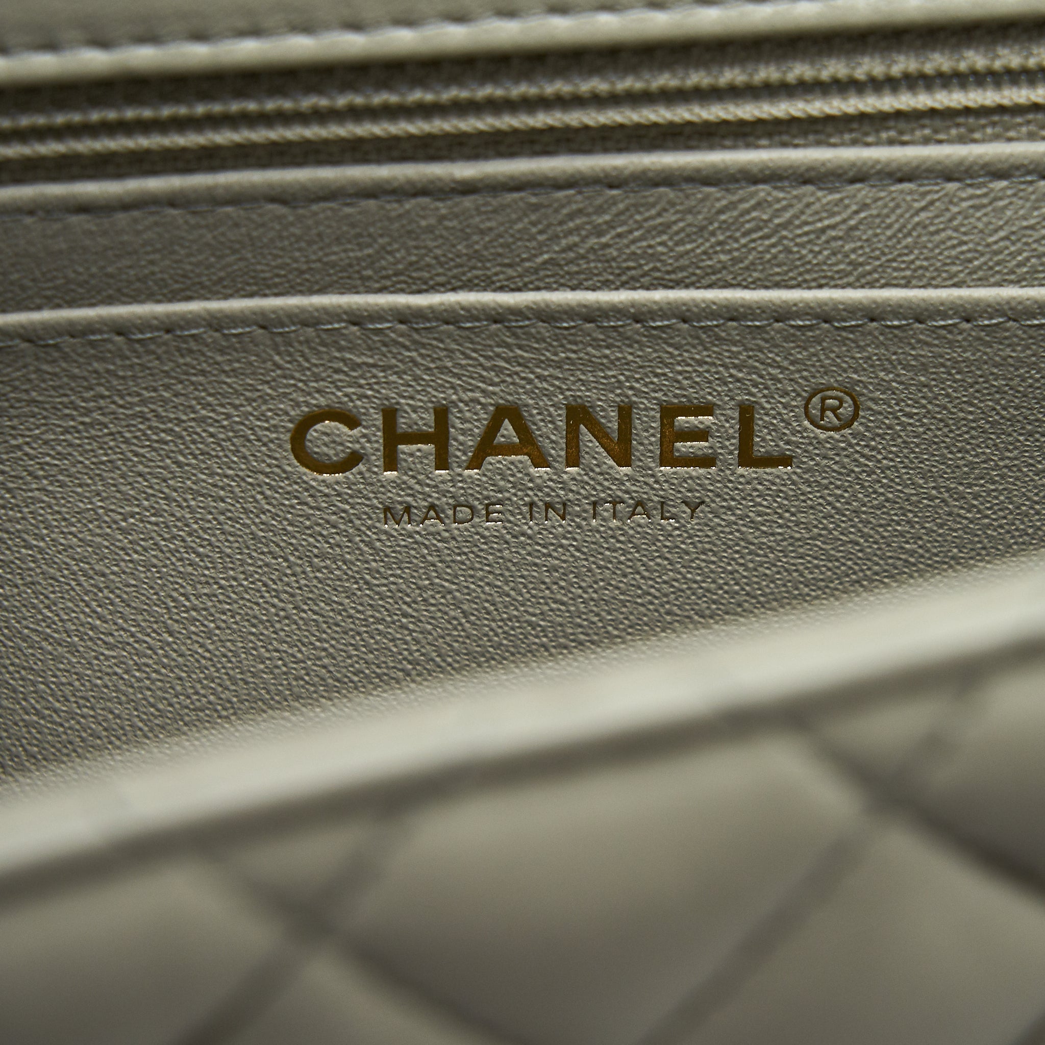 CHANEL 22C MINI SQUARE FLAP BAG LAMBSKIN LIGHT GREY LGHW (MICROCHIP)