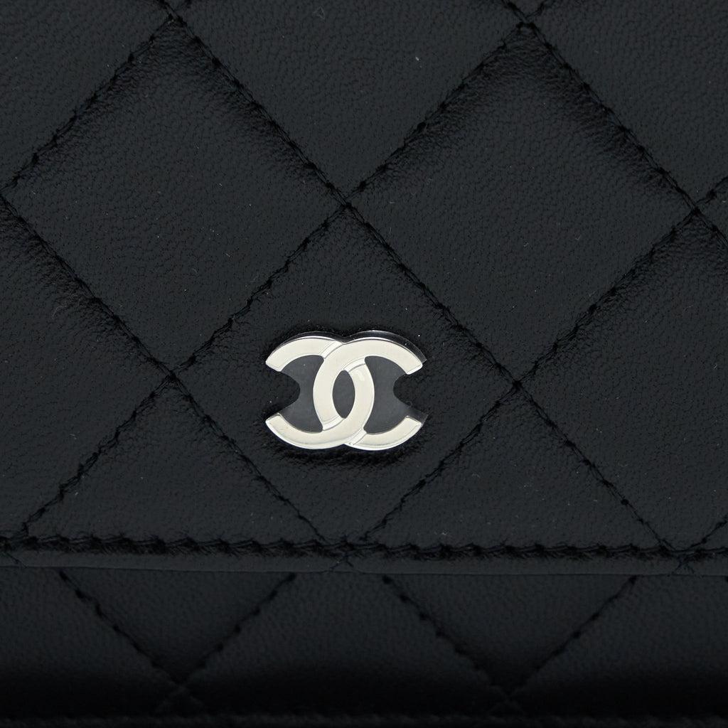 CHANEL CLASSIC WALLET ON CHAIN LAMBSKIN BLACK SHW (MICROCHIP)