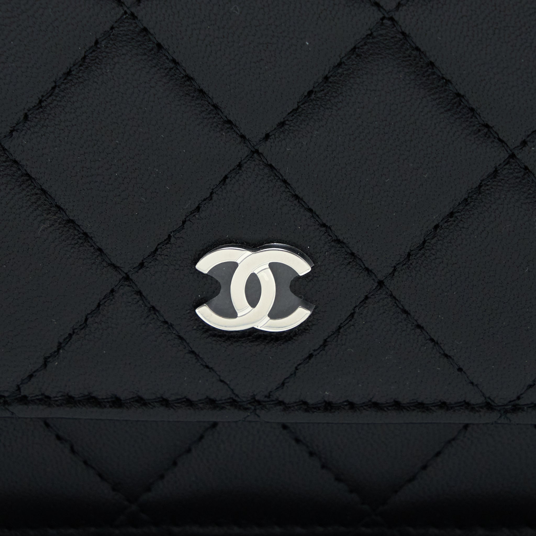 CHANEL CLASSIC WALLET ON CHAIN LAMBSKIN BLACK SHW (MICROCHIP)