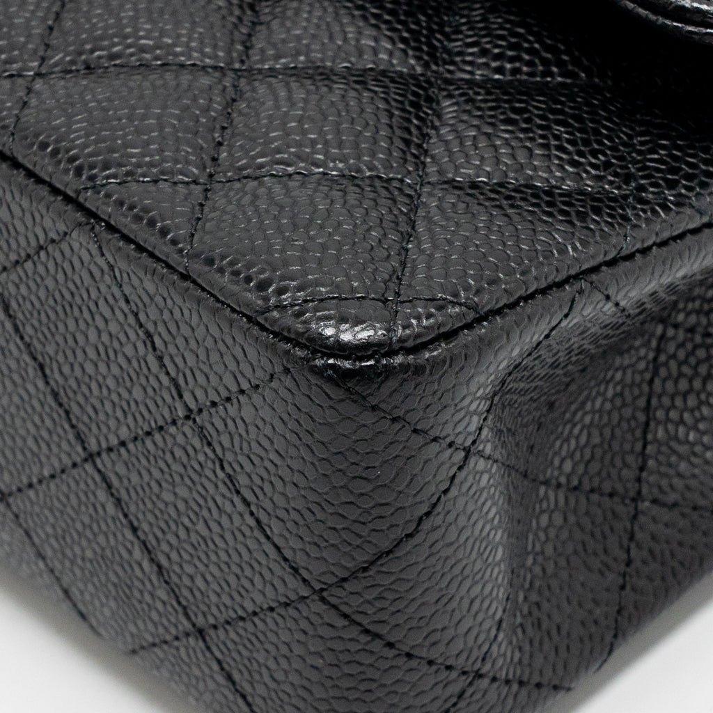 CHANEL SMALL CLASSIC DOUBLE FLAP BAG CAVIAR BLACK GHW (MICROCHIP)