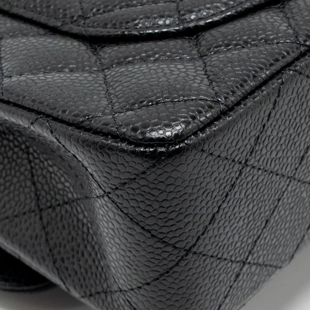 CHANEL SMALL CLASSIC DOUBLE FLAP BAG CAVIAR BLACK GHW (MICROCHIP)
