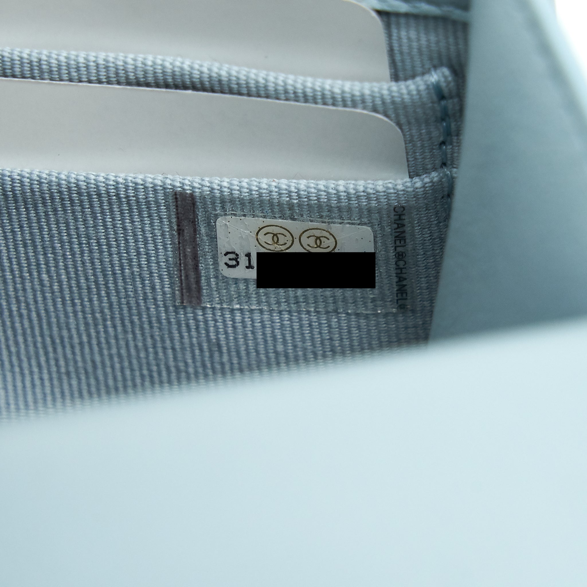 CHANEL 22P TOP HANDLE MINI VANITY ON CHAIN LAMBSKIN LIGHT BLUE LGHW