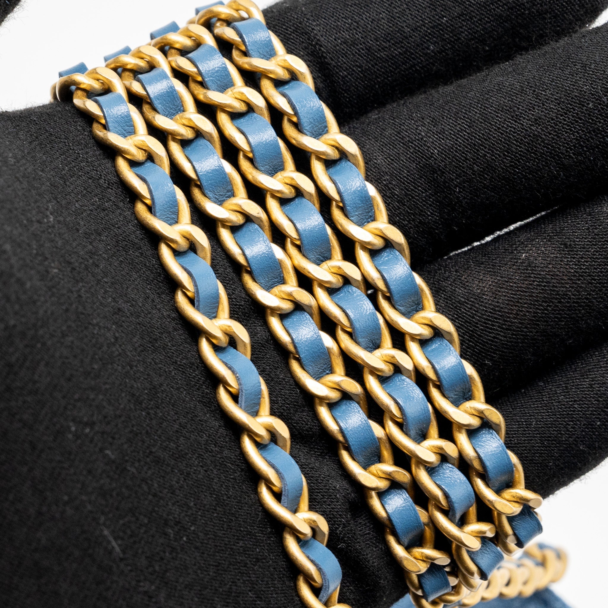 CHANEL MINI VERTICAL FLAP CLUTCH WITH CHAIN DENIM BLUE GHW (MICROCHIP)