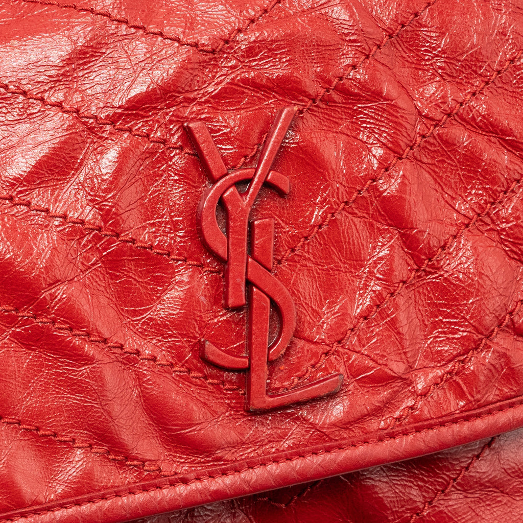 SAINT LAURENT MEDIUM NIKI BAG OF CALFSKIN RED RUTHENIUM HARDWARE