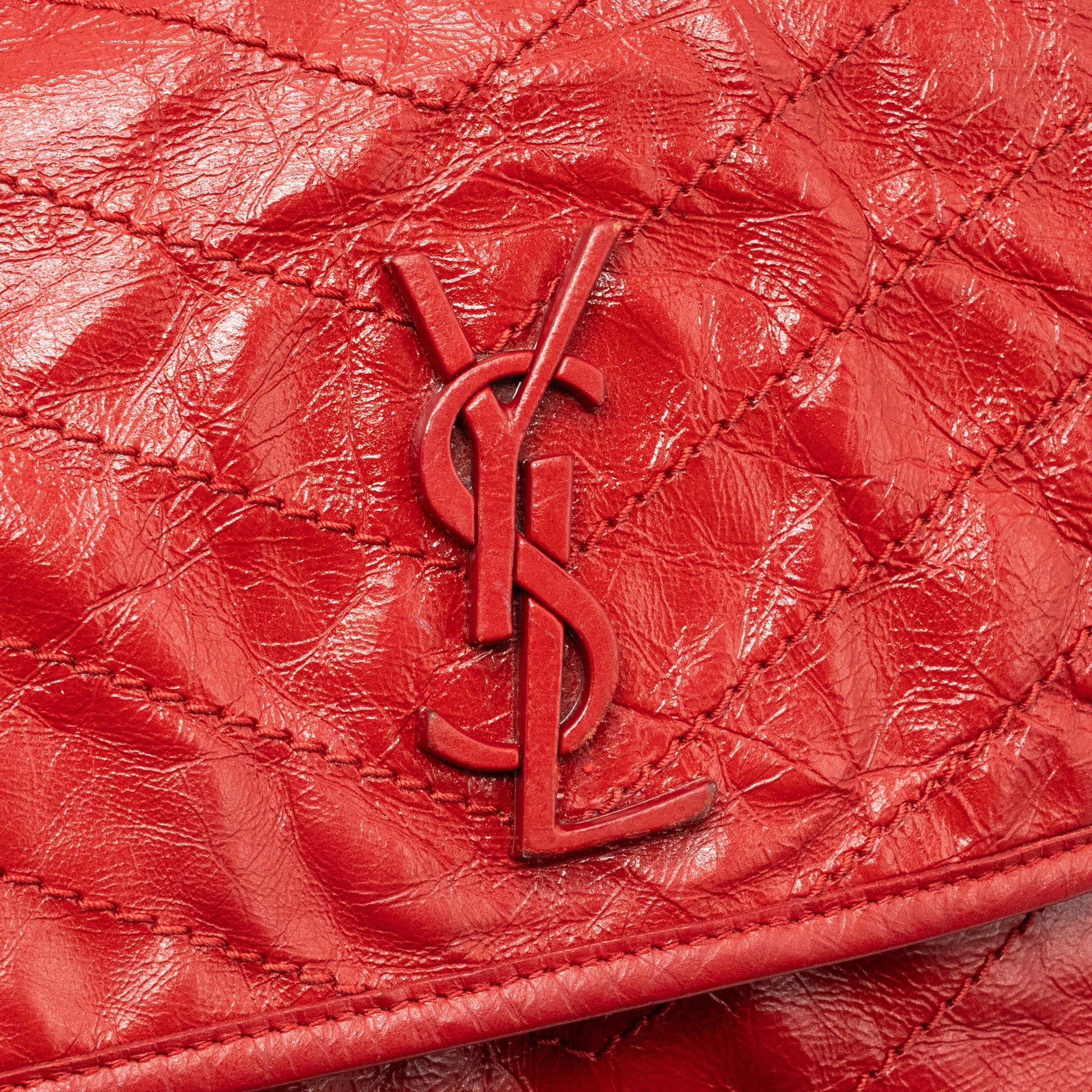 SAINT LAURENT MEDIUM NIKI BAG OF CALFSKIN RED RUTHENIUM HARDWARE