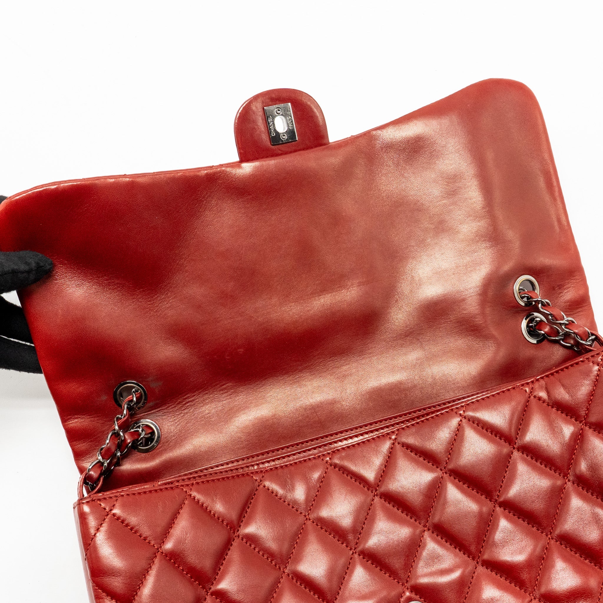 CHANEL MAXI FLAP BAG LAMBSKIN RED SHW