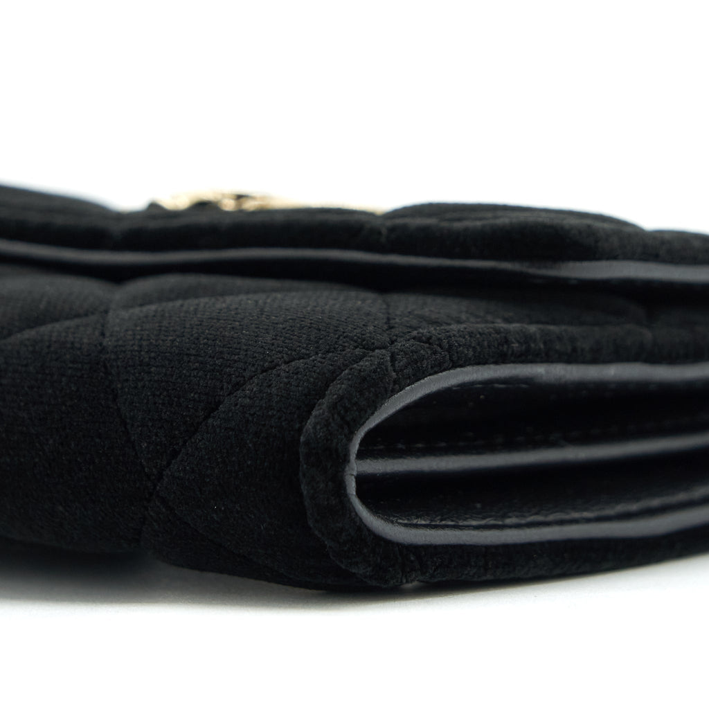 CHANEL SMALL FLAP WALLET VELVET BLACK LGHW