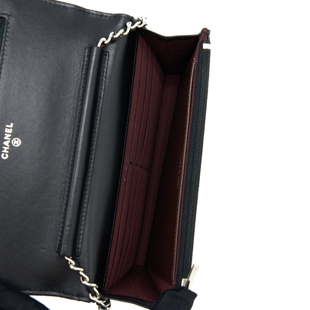 CHANEL CLASSIC WALLET ON CHAIN LAMBSKIN BLACK SHW (MICROCHIP)