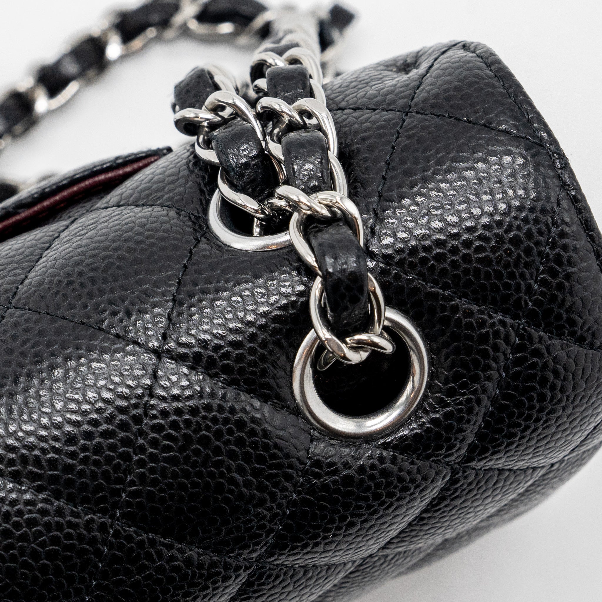CHANEL MEDIUM CLASSIC DOUBLE FLAP BAG CAVIAR BLACK SHW (MICROCHIP)