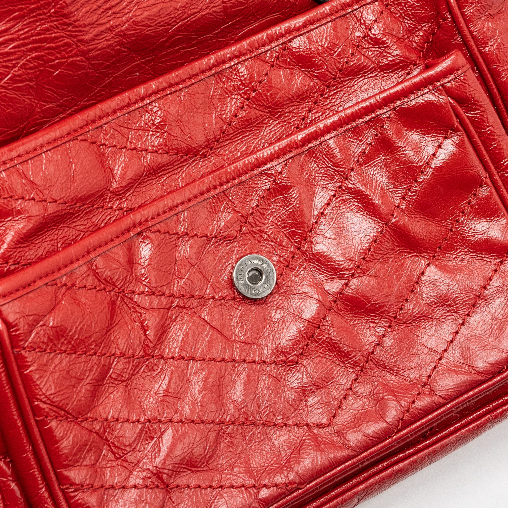 SAINT LAURENT MEDIUM NIKI BAG OF CALFSKIN RED RUTHENIUM HARDWARE