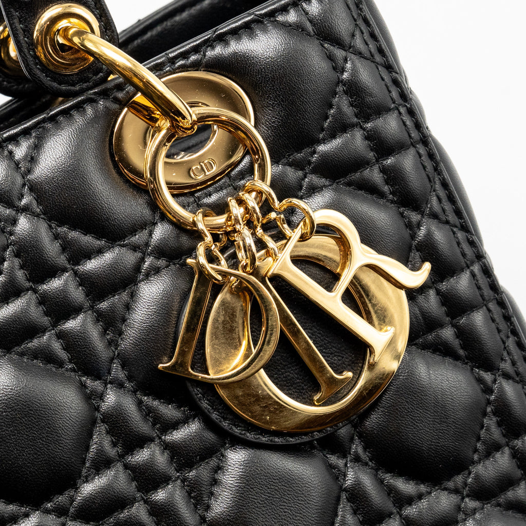 DIOR MEDIUM LADY DIOR LAMBSKIN BLACK GHW