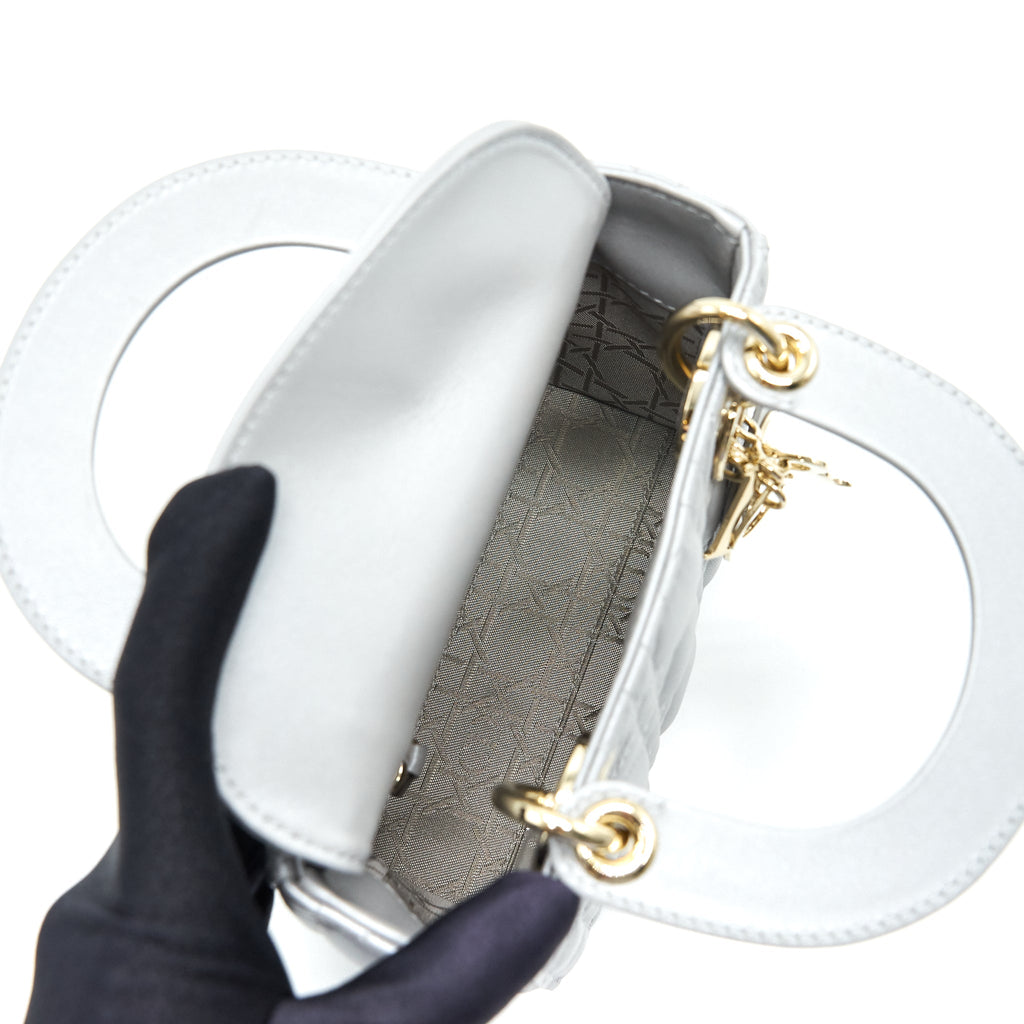 CHRISTIAN DIOR MINI LADY DIOR LIGHT GREY