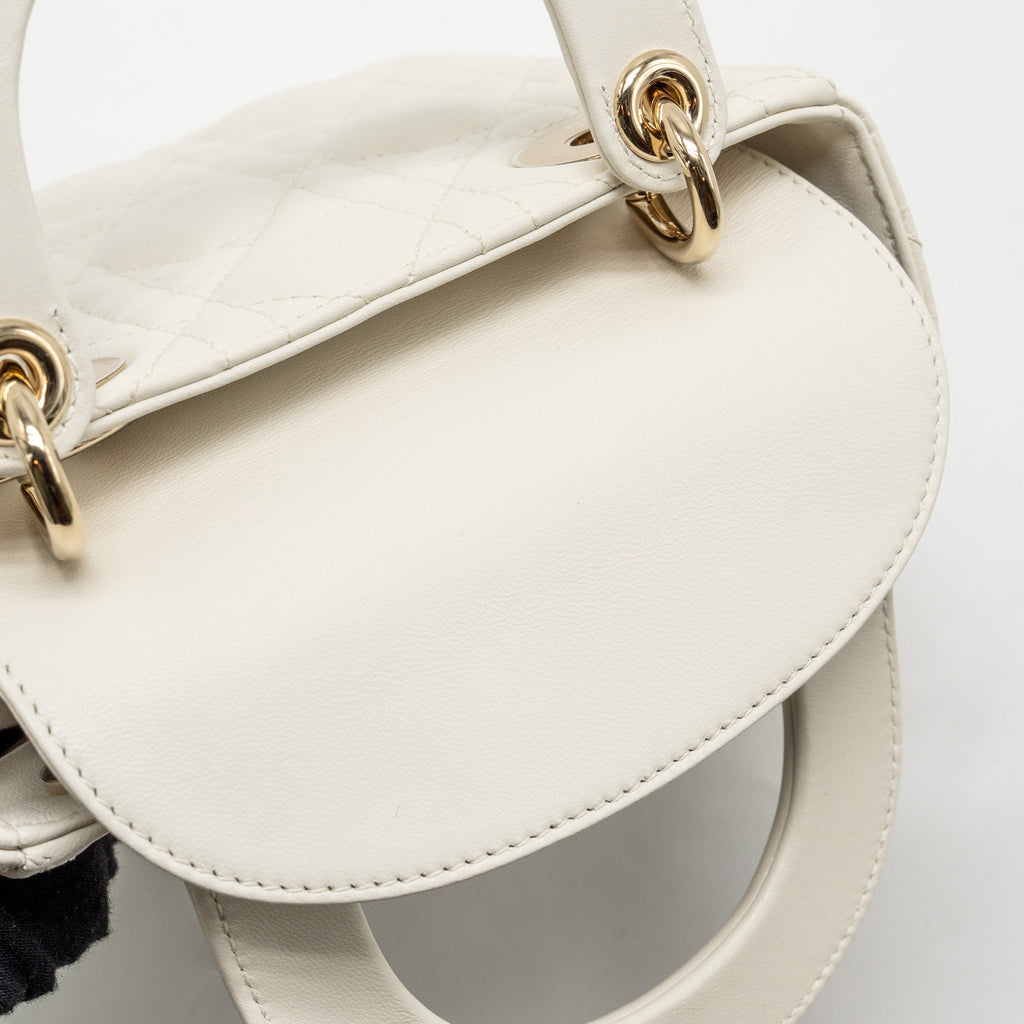 DIOR MINI LADY DIOR LAMBSKIN WHITE LGHW