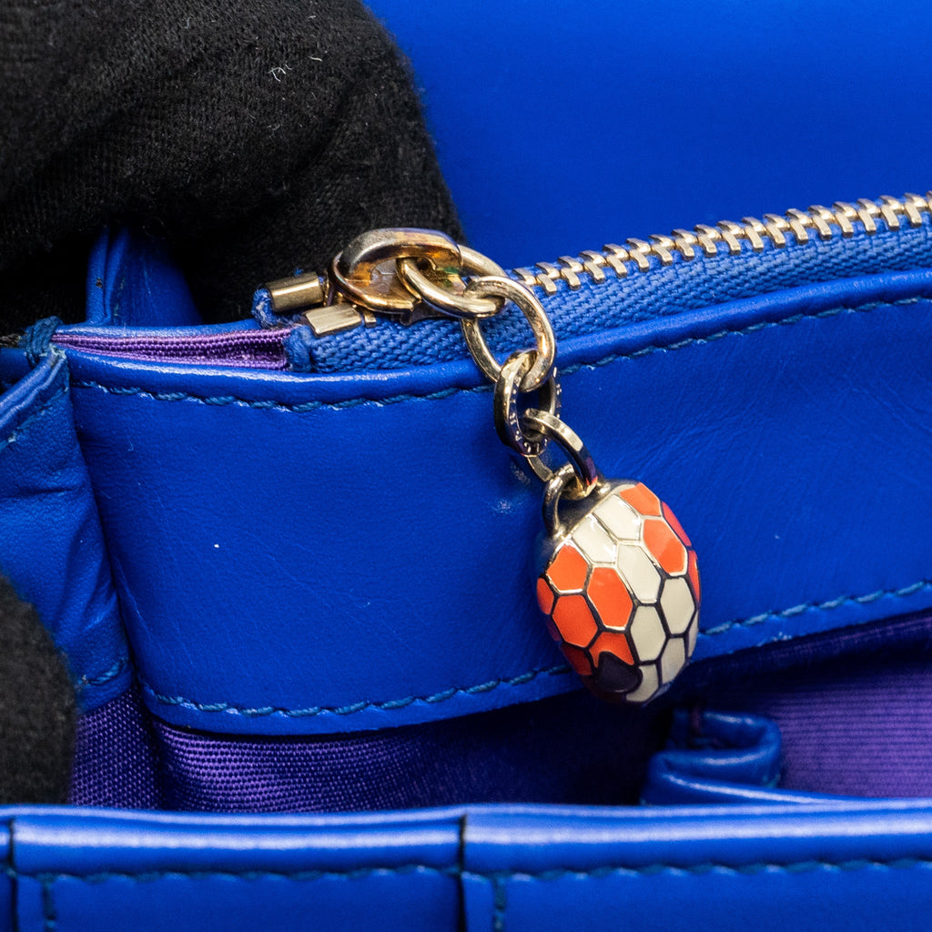 BVLGARI SERPENTI FOREVER SHOULDER BAG LEATHER BLUE GHW