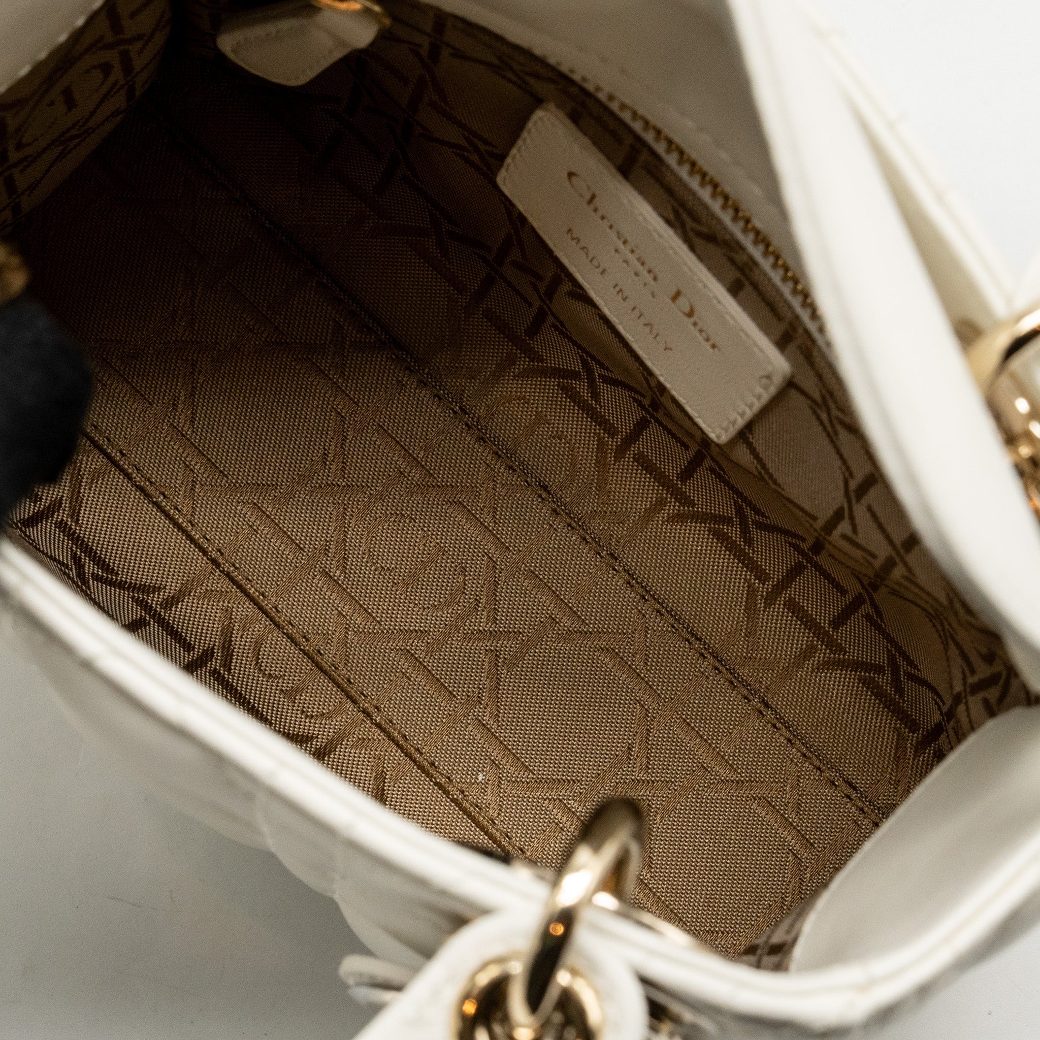 DIOR MINI LADY DIOR LAMBSKIN WHITE LGHW