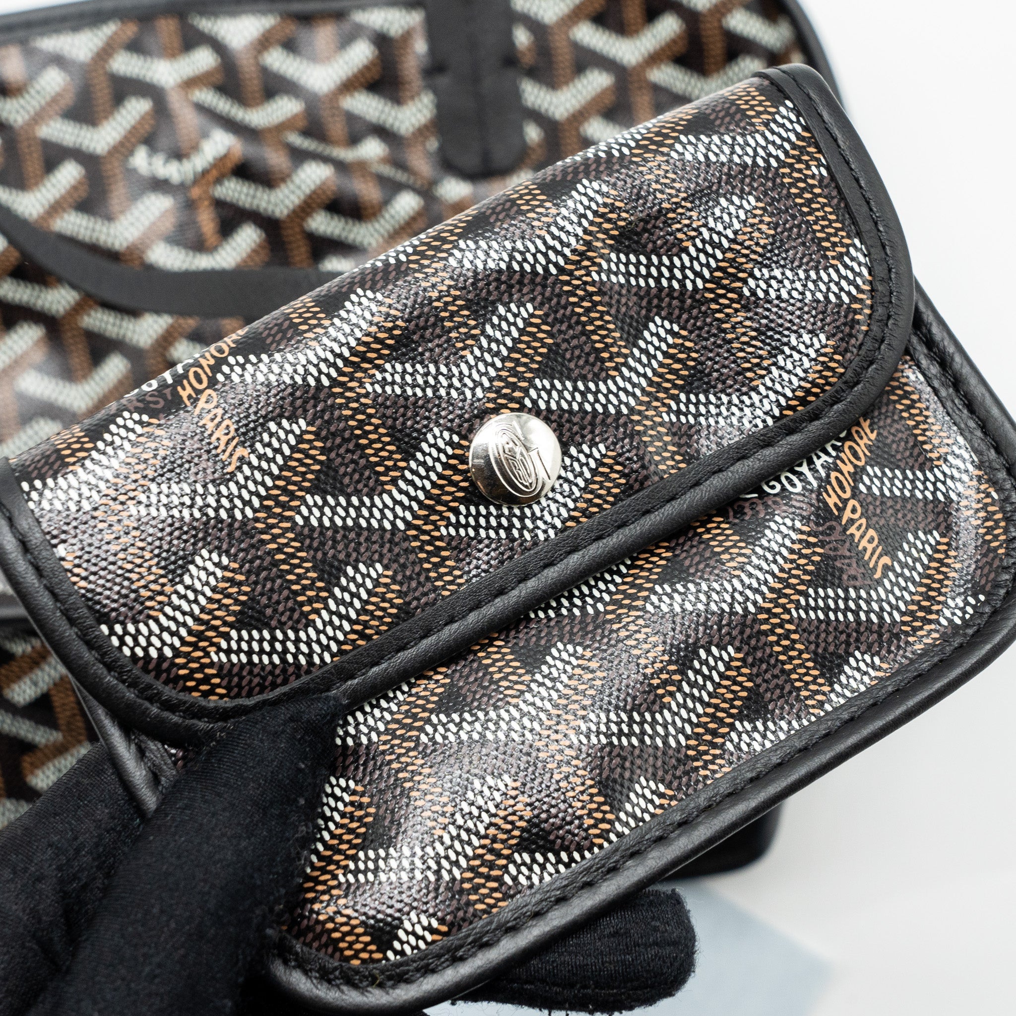 GOYARD MINI ANJOU TOTE BAG CANVAS / CALFSKIN BLACK SHW