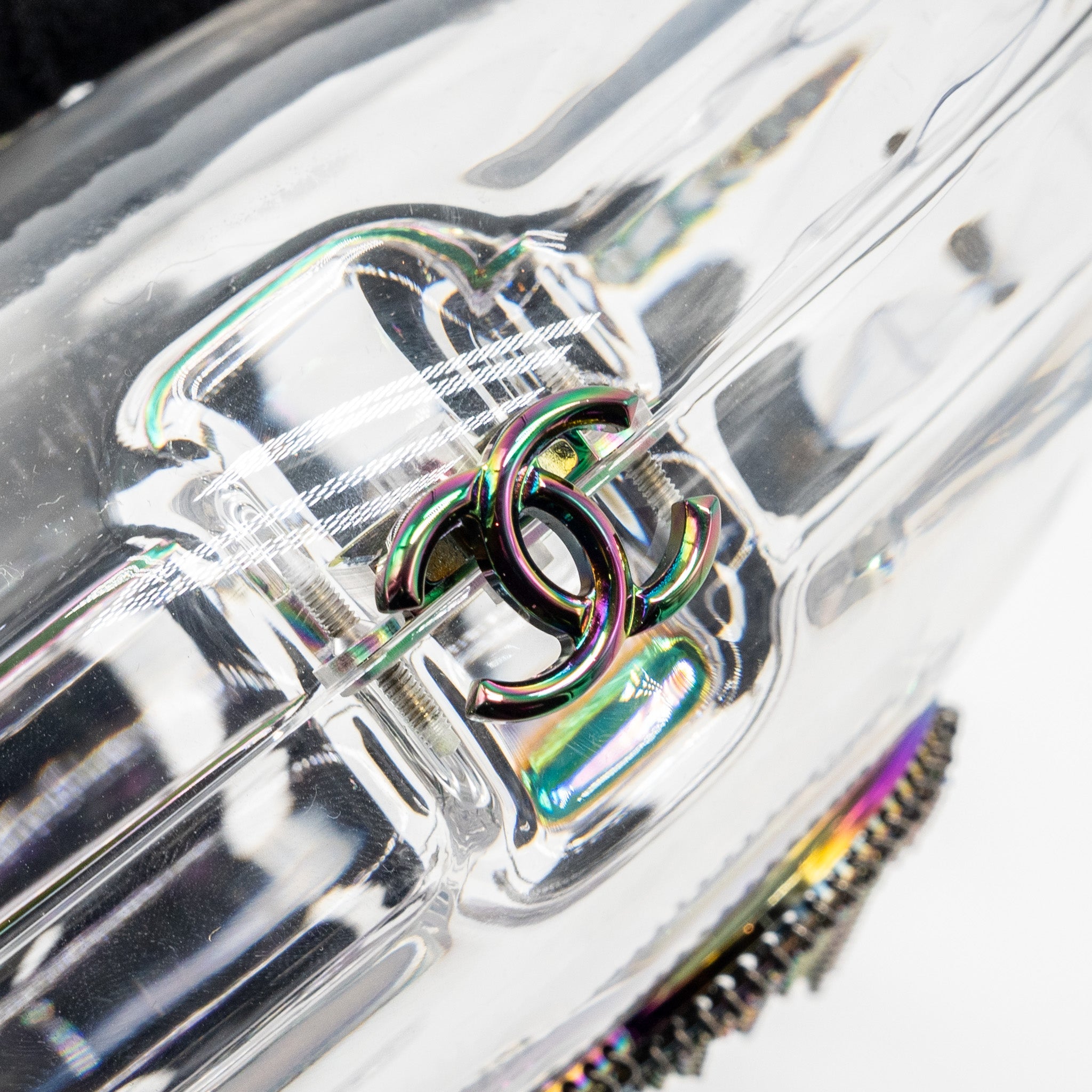 CHANEL 18S EVENING BAG WITH DETAIL CHAINS EMBELLISHED ACRYLIC MULTICOLOUR HARDWARE