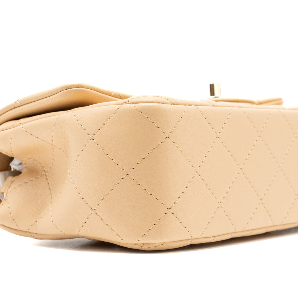 CHANEL 22C MINI RECTANGULAR FLAP BAG LAMBSKIN BEIGE LGHW (MICROCHIP)