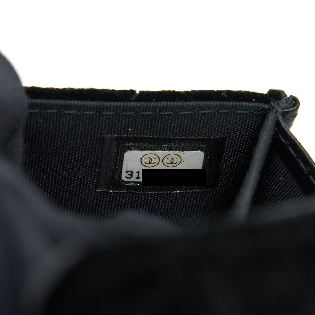 CHANEL SMALL FLAP WALLET VELVET BLACK LGHW