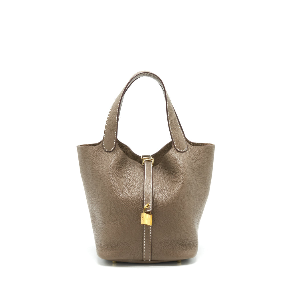 HERMES PICOTIN 22 LOCK BAG ETOUPE GHW