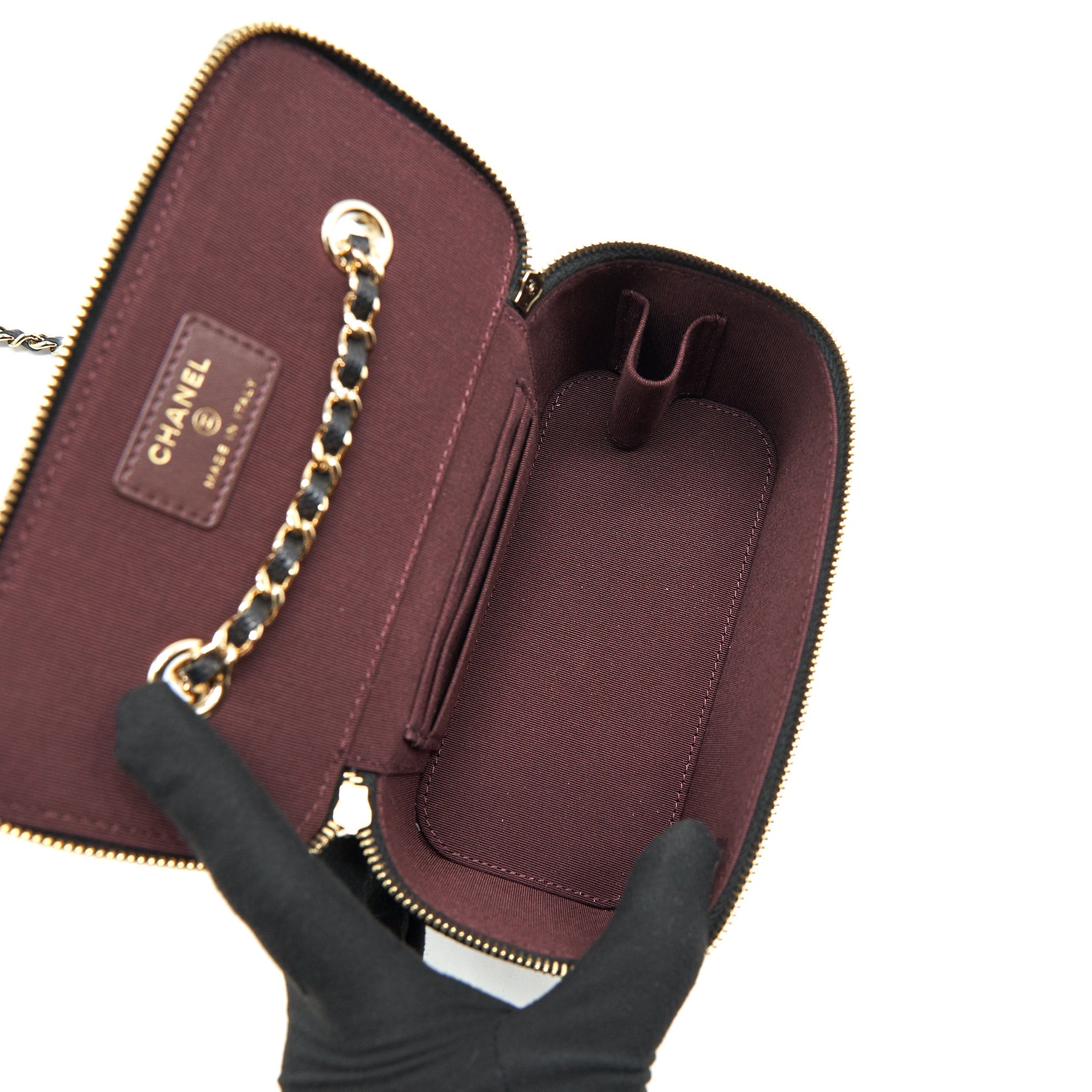 CHANEL CAVIAR LONG VANITY WITH CHAIN CAVIAR BLACK LGHW
