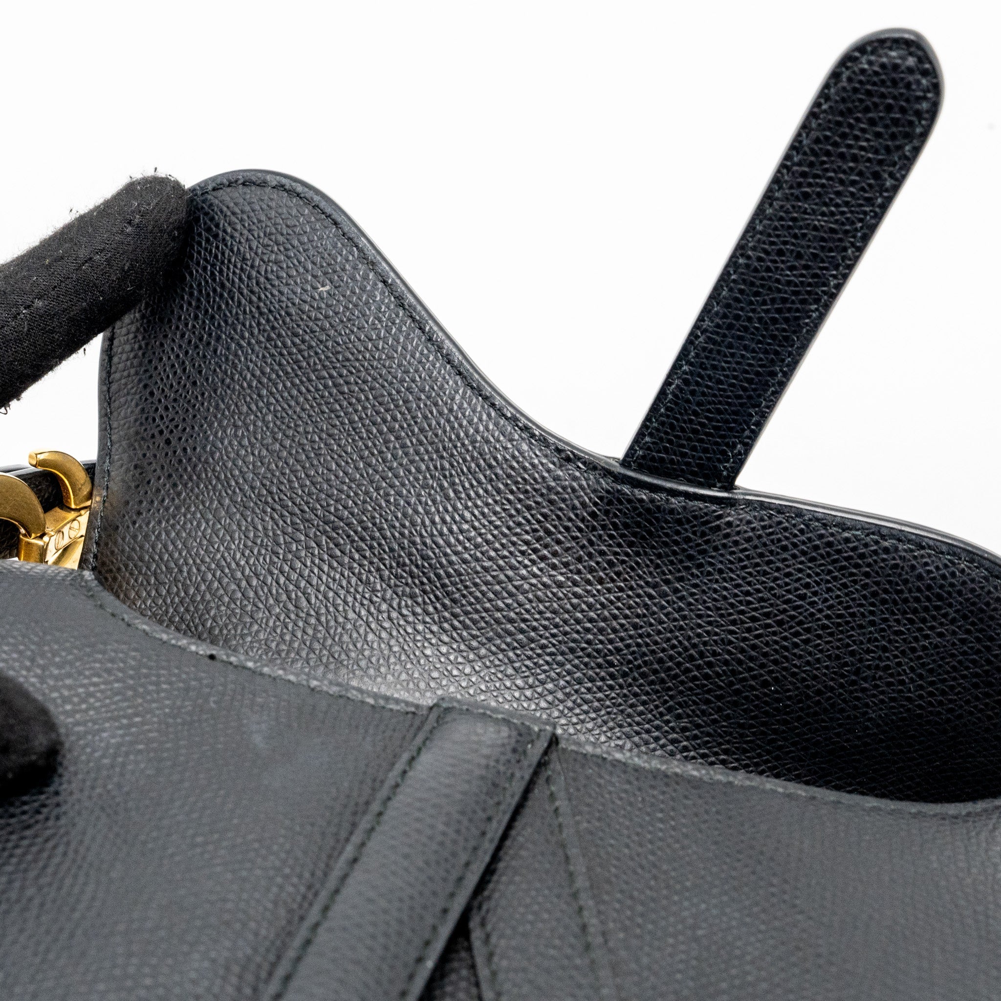 DIOR MINI SADDLE BAG GRAINED CALFSKIN BLACK GHW