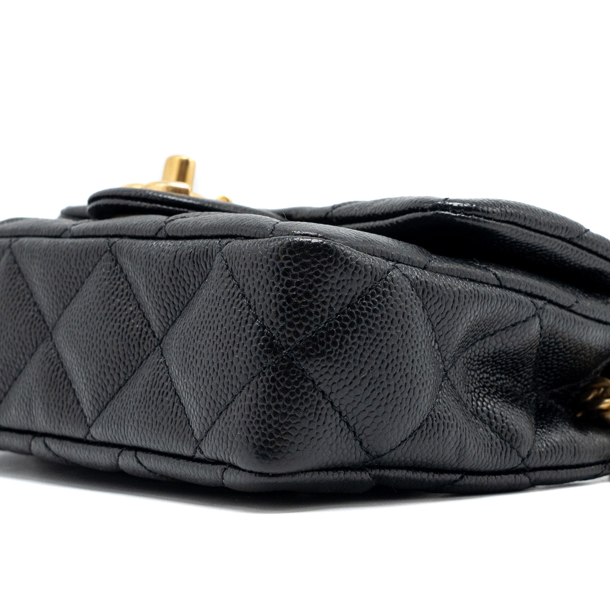 CHANEL 23P MINI COCO LOVE FLAP BAG CAVIAR BLACK GHW (MICROCHIP)