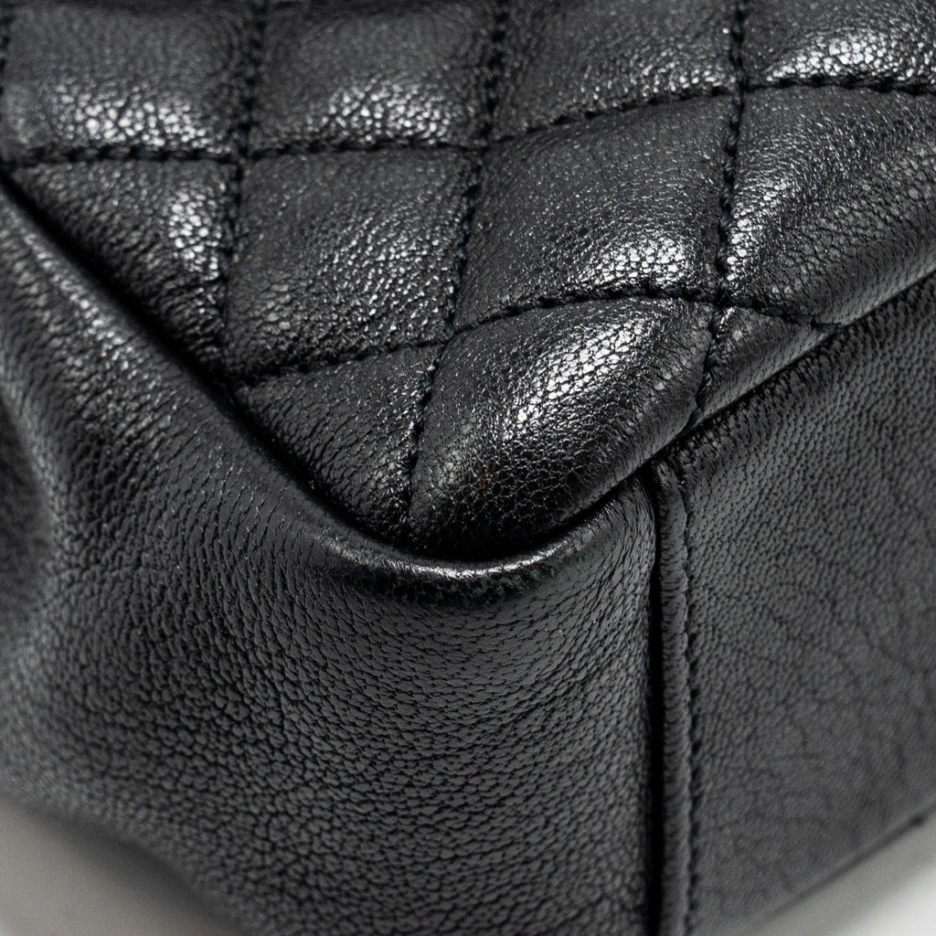 SAINT LAURENT COLLEGE FLAP BAG LAMBSKIN BLACK RUTHENIUM SHW