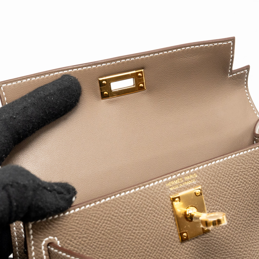 HERMES MINI KELLY II EPSOM ETOUPE GHW