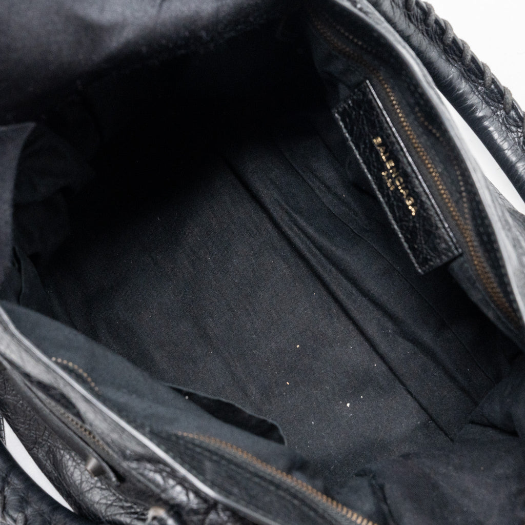 BALENCIAGA CLASSIC CITY BAG LEATHER BLACK RUTHENIUM SILVER HARDWARE