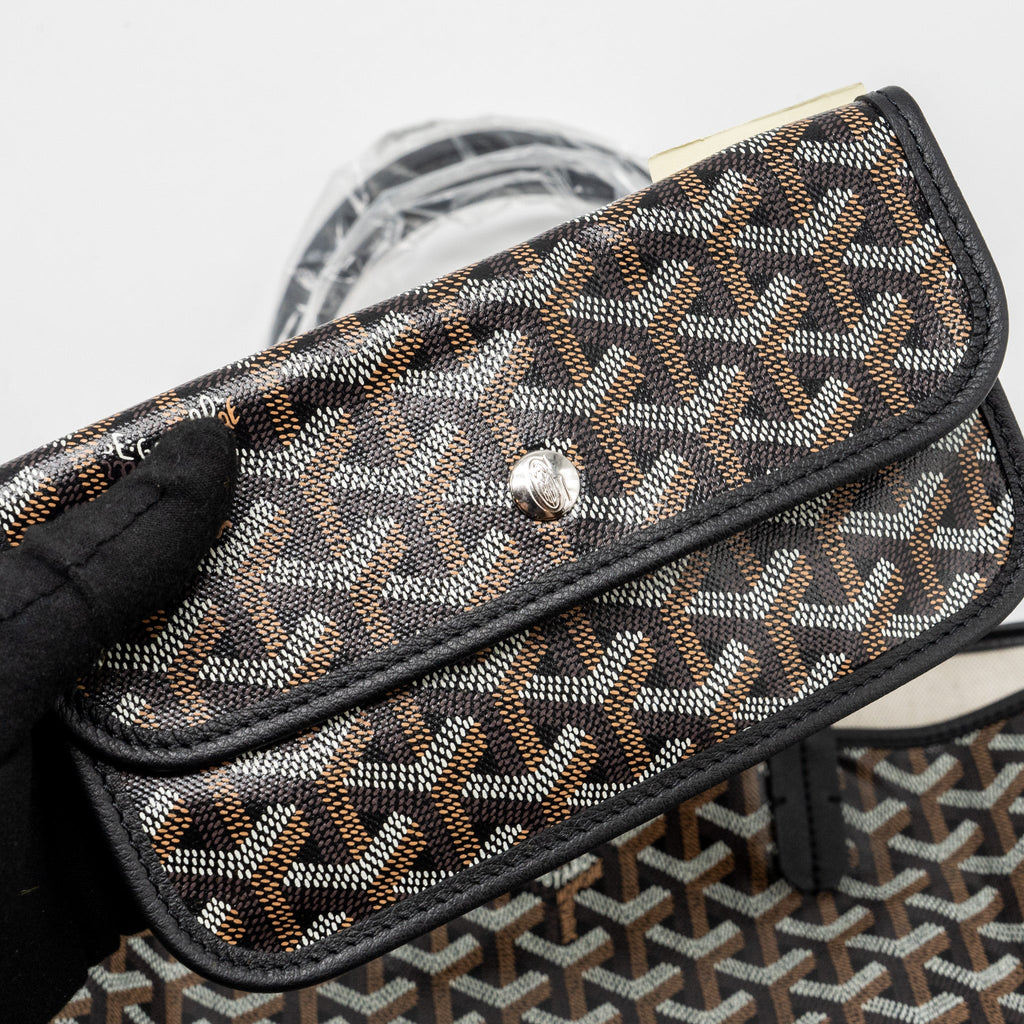 GOYARD SAINT LOUIS PM TOTE BAG GOYARDLINE CANVAS / LEATHER BLACK SHW