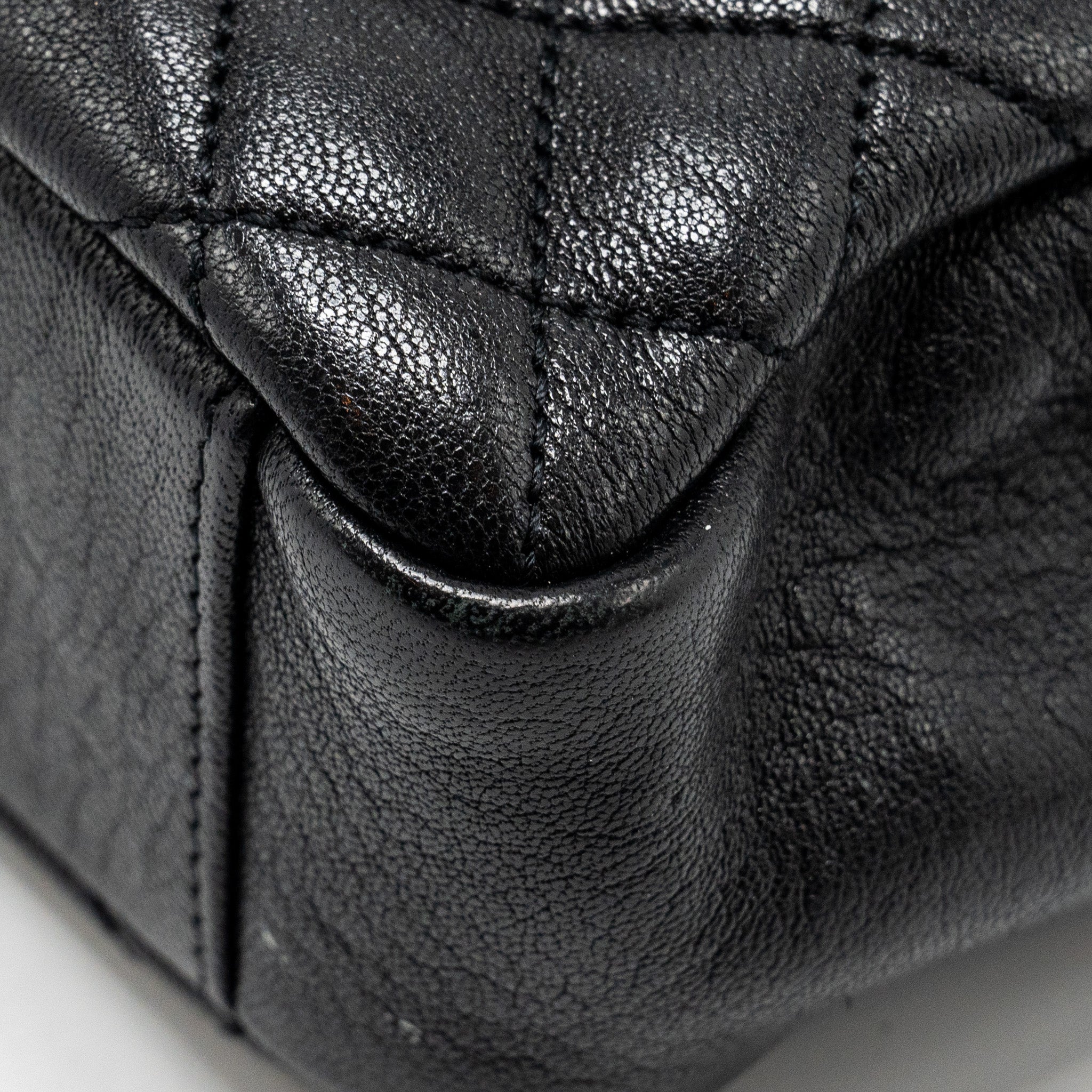 SAINT LAURENT COLLEGE FLAP BAG LAMBSKIN BLACK RUTHENIUM SHW