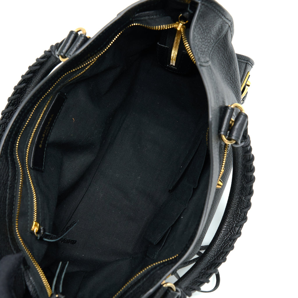 BALENCIAGA EDGED CITY BAG GOATSKIN BLACK GHW