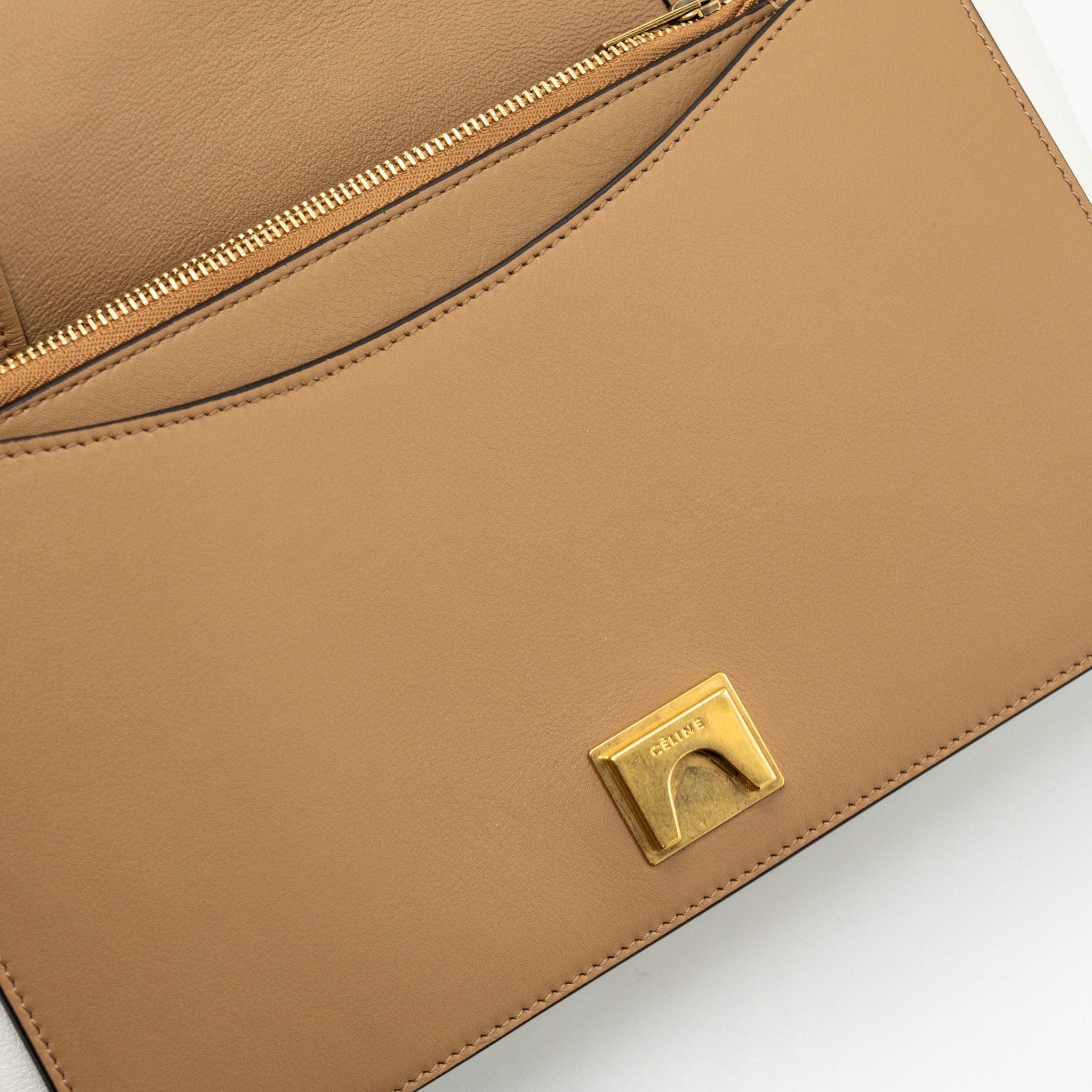 CELINE FRAME BAG CALFSKIN WHITE/BROWN GHW